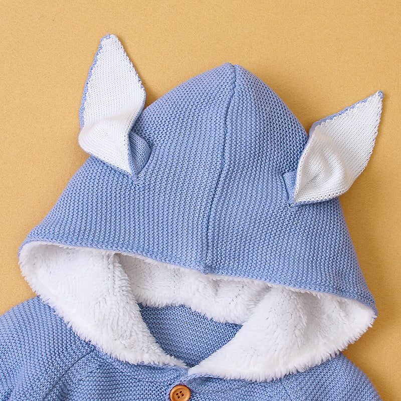 Girl's Coat Rabbit Ear Long Sleeve Baby Solid Cardigan