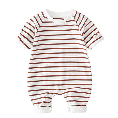 Thin striped split leg baby romper