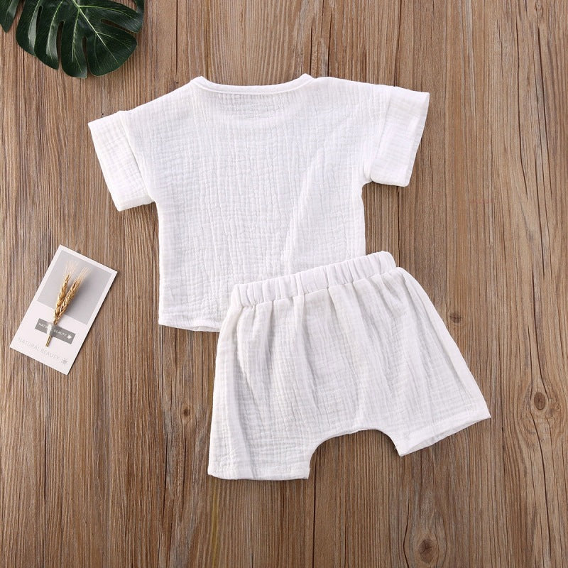 Baby Short Sleeve Shorts Gauze Casual Homewear