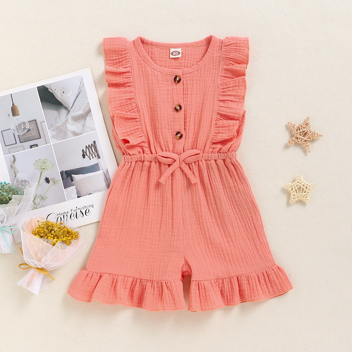 New Style Baby Sleeveless Solid Color Jumpsuit