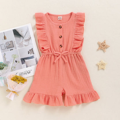 New Style Baby Sleeveless Solid Color Jumpsuit