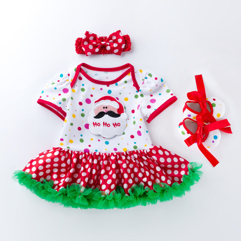 Baby Christmas Girl Short Sleeve Tutu Dress