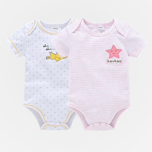 Baby summer cartoon short-sleeved triangle romper