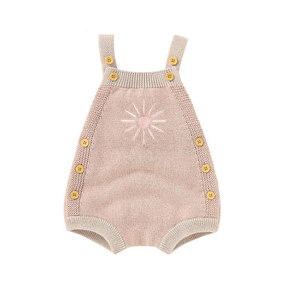 Baby Embroidered Strap Knitted Jumpsuit Autumn Winter