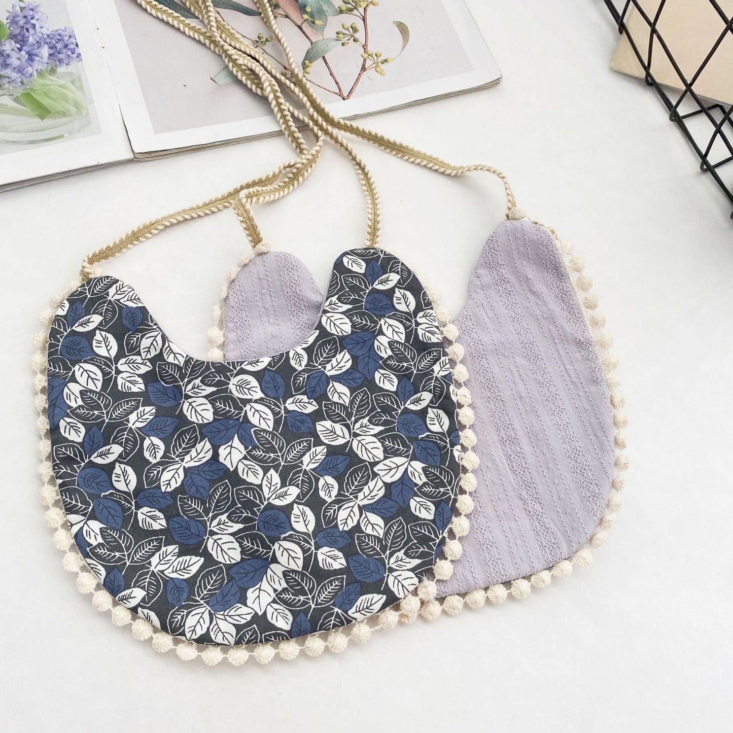 Double-sided AB Face Baby Bib Beanie Lace Newborn Bib