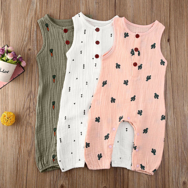 Sleeveless baby cotton jumpsuit