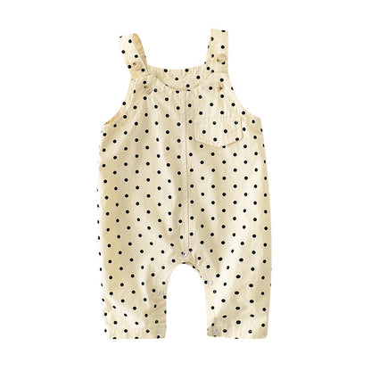 Male And Female Baby Polka Dot Solid Color Shoulder Strap Adjustable Overalls