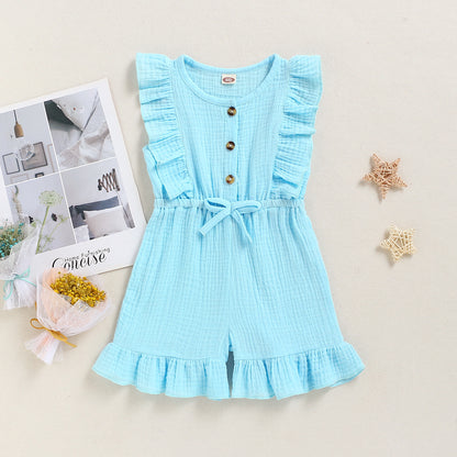 New Style Baby Sleeveless Solid Color Jumpsuit