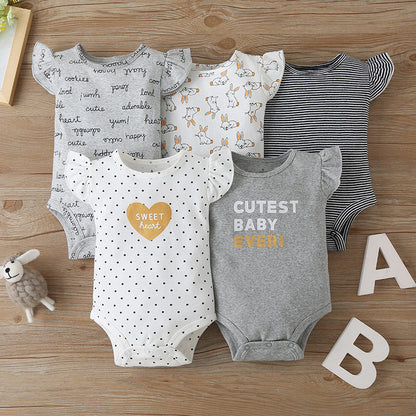 Five-piece Baby Romper Flying Sleeve Set