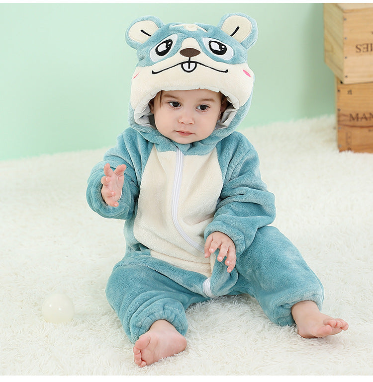 Baby Flannel Animal Pajamas Outwear Jumpsuit