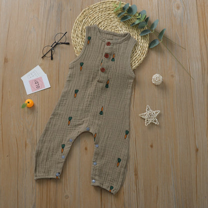 Sleeveless baby cotton jumpsuit