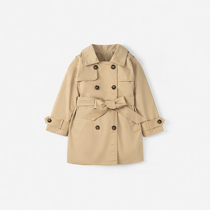 British Style Fashionable Mid-length Girls' Trench Coat