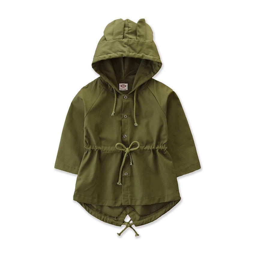 Children's Cute Bunny Ears Trench Coat