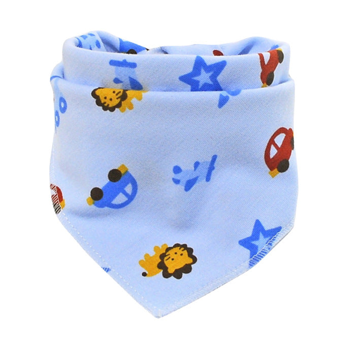 Baby Saliva Towel Cotton Cartoon Double Snap Button Triangle