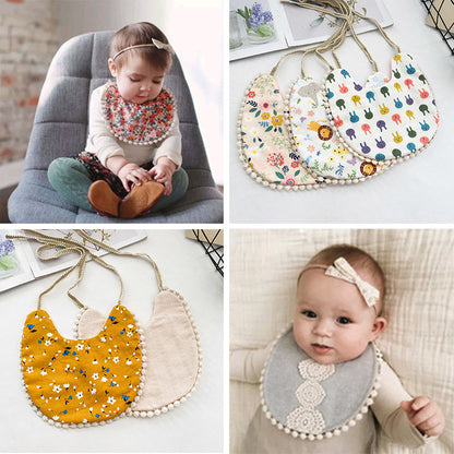 Double-sided AB Face Baby Bib Beanie Lace Newborn Bib