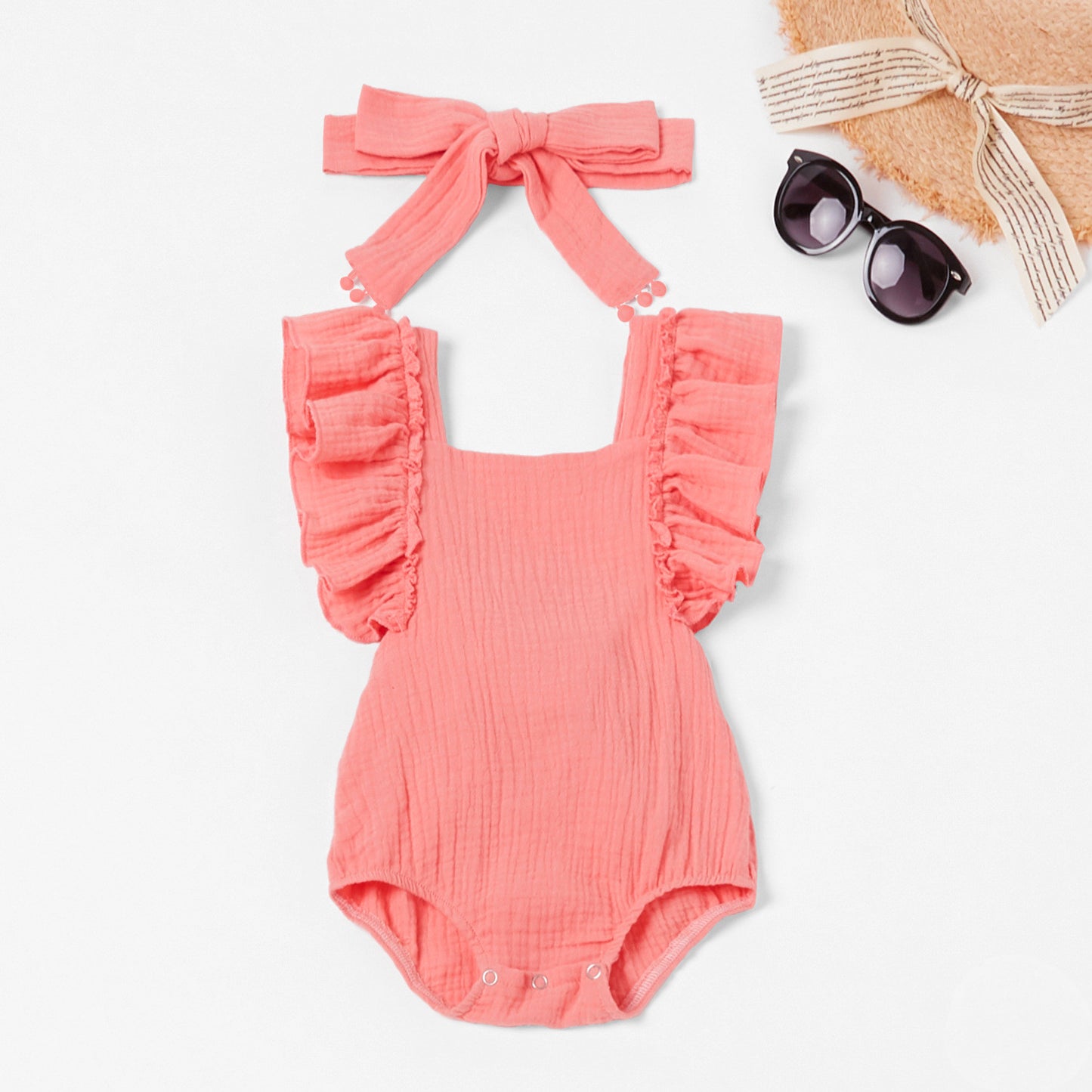 Solid color ruffled baby robe