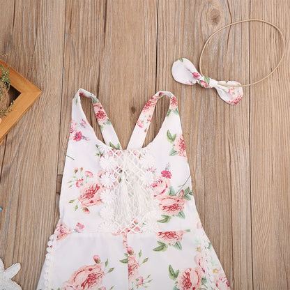 Baby Kid Floral Romper Spring Summer Girl Clothes Sleeveless Jumpsuit