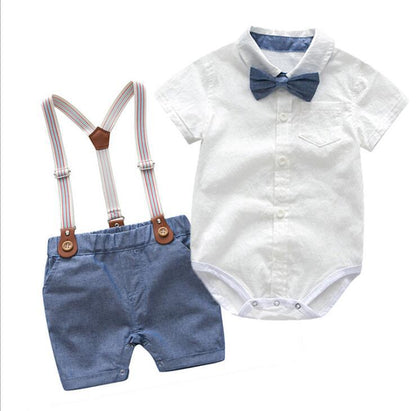 Baby gentleman suit baby romper bib two-piece suit