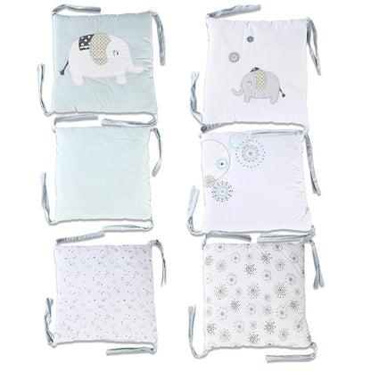 6-piece Set Baby Cotton Elephant Bed Bumper Cot Protective Pads Crib Protection Pillow