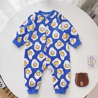 Simple Cartoon Print Cotton Baby Bodysuit