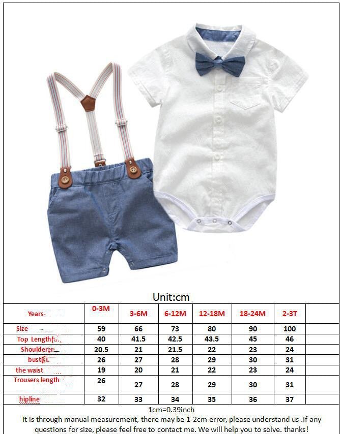 Summer Baby Boy Gentleman Suit Baby Romper Suspender Pants Two-piece British Style Handsome Dress