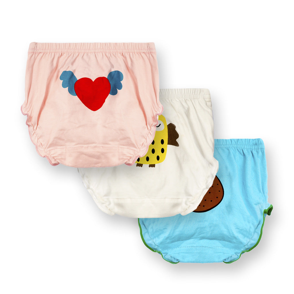 Cartoon Baby Bread Panties Cotton 3-pack