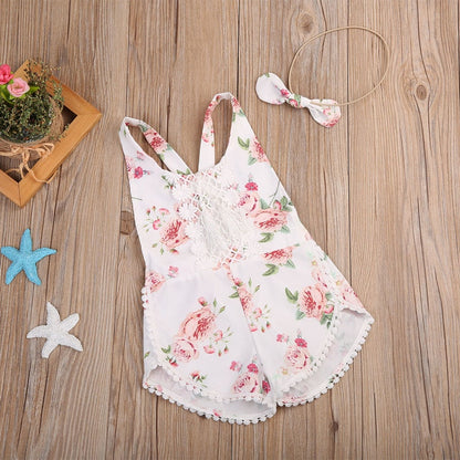 Baby Kid Floral Romper Spring Summer Girl Clothes Sleeveless Jumpsuit