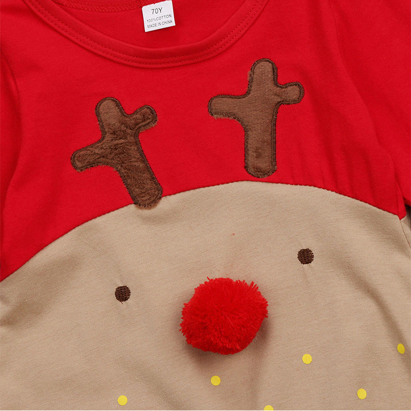 Baby Jumpsuit Reindeer Christmas Autumn Winter Children's Jumpsuit Baby Long Sleeve