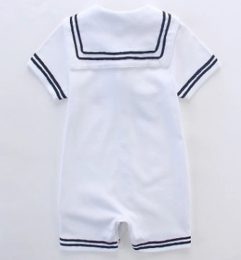 Summer Cotton Baby Short-sleeved Triangle Navy Sailor Style Jumpsuit