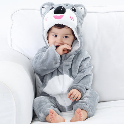 Baby Flannel Animal Pajamas Outwear Jumpsuit