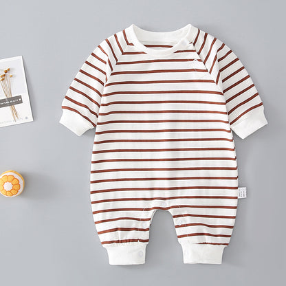 Thin striped split leg baby romper