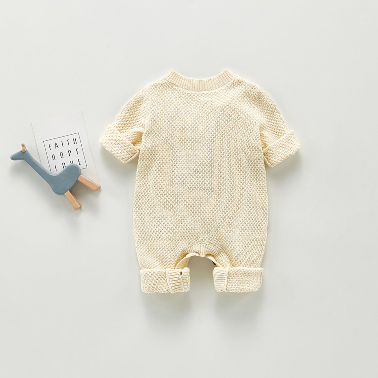 Baby Knitted Cotton and Wool Romper Long Sleeve Bodysuit Boy Girl Autumn Winter Jumpsuit