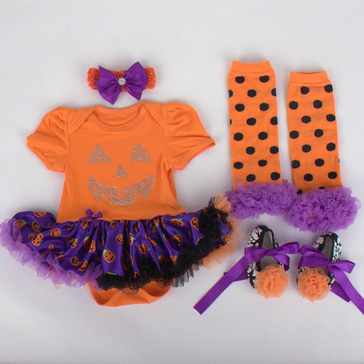 6-12 months baby Halloween foreign trade platform explosion Baby Toddler shoes dress combination set Skull