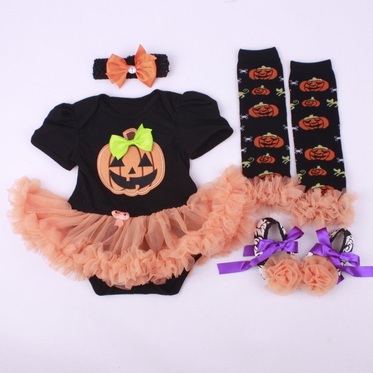 6-12 months baby Halloween foreign trade platform explosion Baby Toddler shoes dress combination set Skull