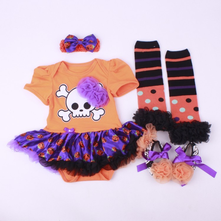 6-12 months baby Halloween foreign trade platform explosion Baby Toddler shoes dress combination set Skull