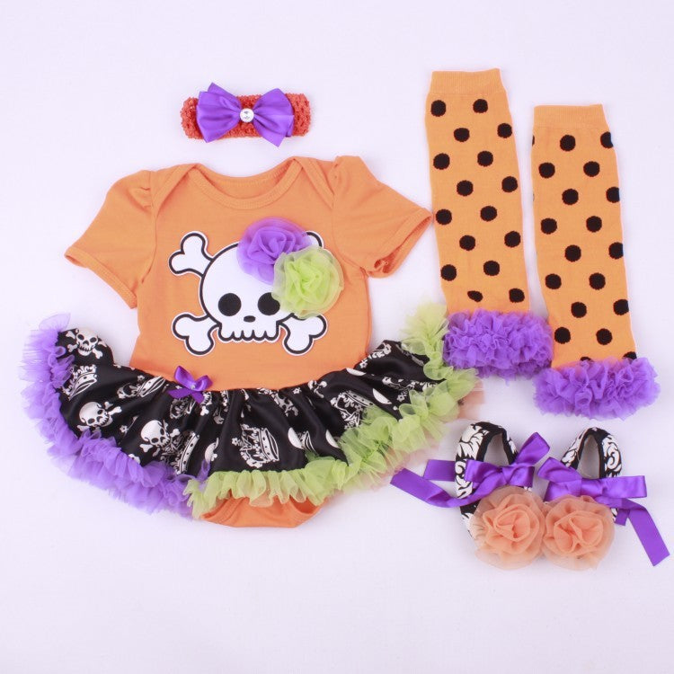 6-12 months baby Halloween foreign trade platform explosion Baby Toddler shoes dress combination set Skull