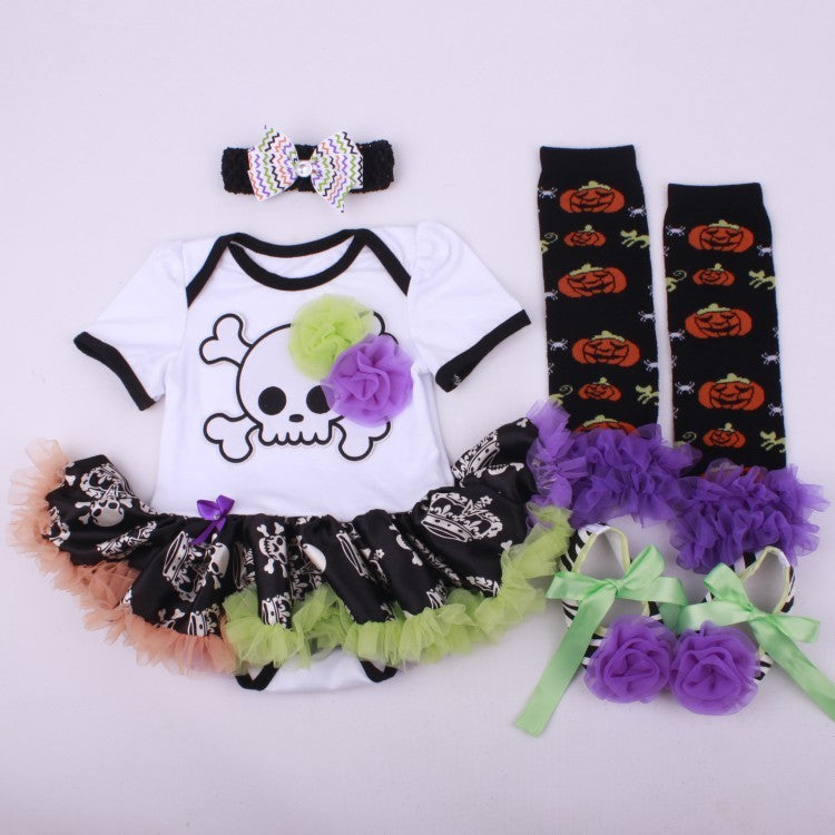 6-12 months baby Halloween foreign trade platform explosion Baby Toddler shoes dress combination set Skull