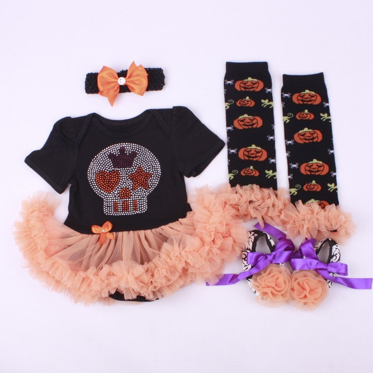 6-12 months baby Halloween foreign trade platform explosion Baby Toddler shoes dress combination set Skull