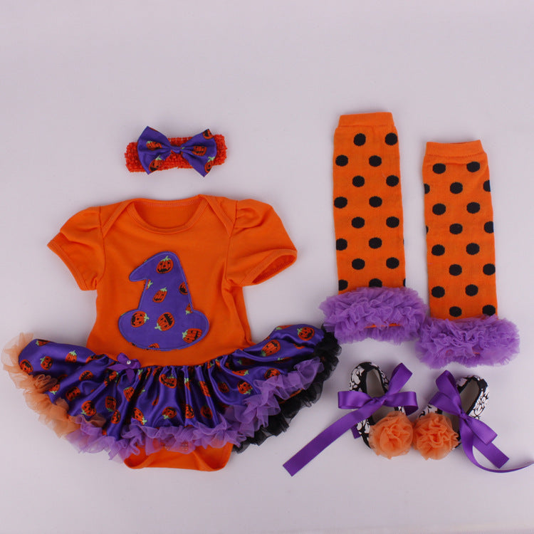 6-12 months baby Halloween foreign trade platform explosion Baby Toddler shoes dress combination set Skull