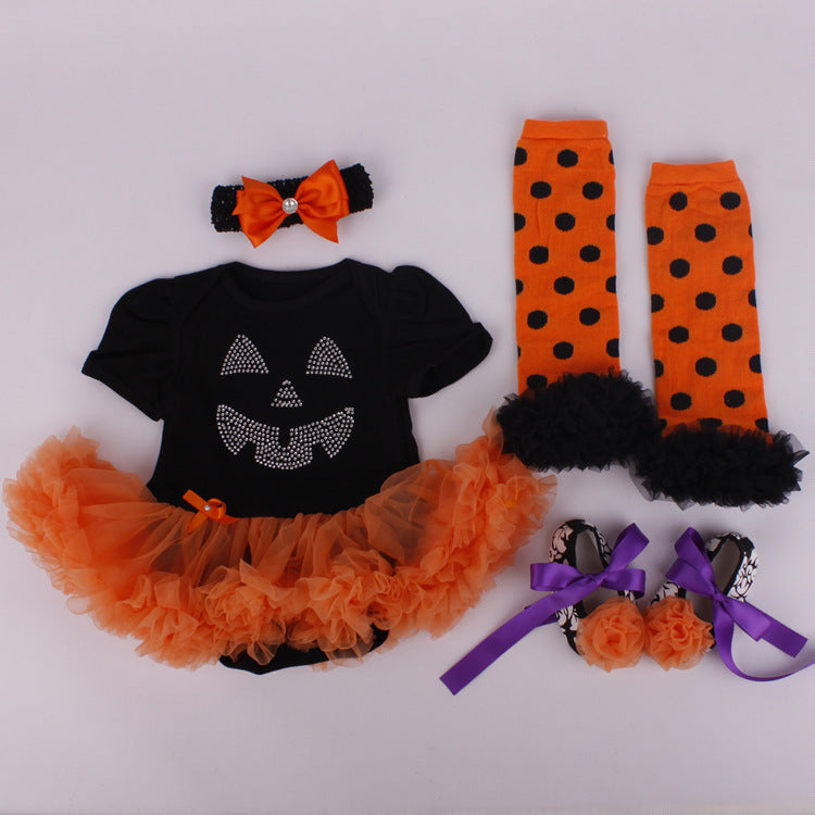 6-12 months baby Halloween foreign trade platform explosion Baby Toddler shoes dress combination set Skull