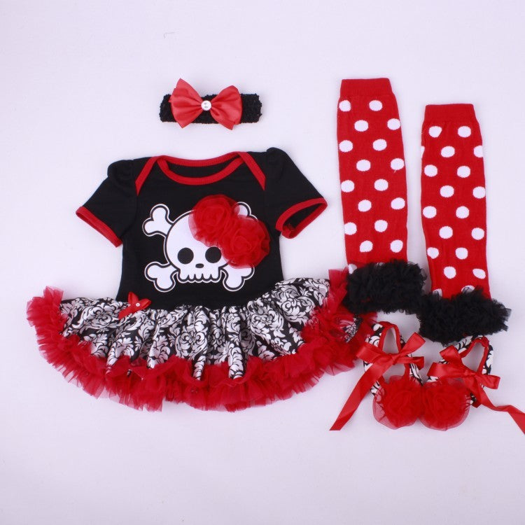 6-12 months baby Halloween foreign trade platform explosion Baby Toddler shoes dress combination set Skull