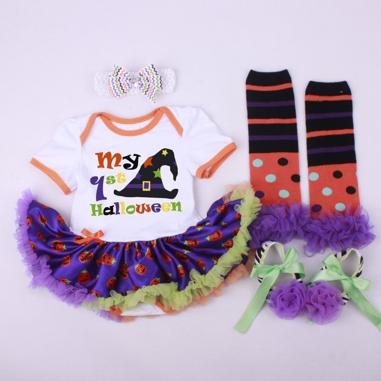 6-12 months baby Halloween foreign trade platform explosion Baby Toddler shoes dress combination set Skull