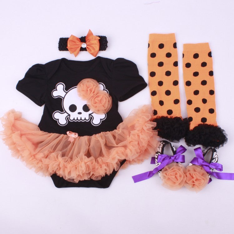 6-12 months baby Halloween foreign trade platform explosion Baby Toddler shoes dress combination set Skull