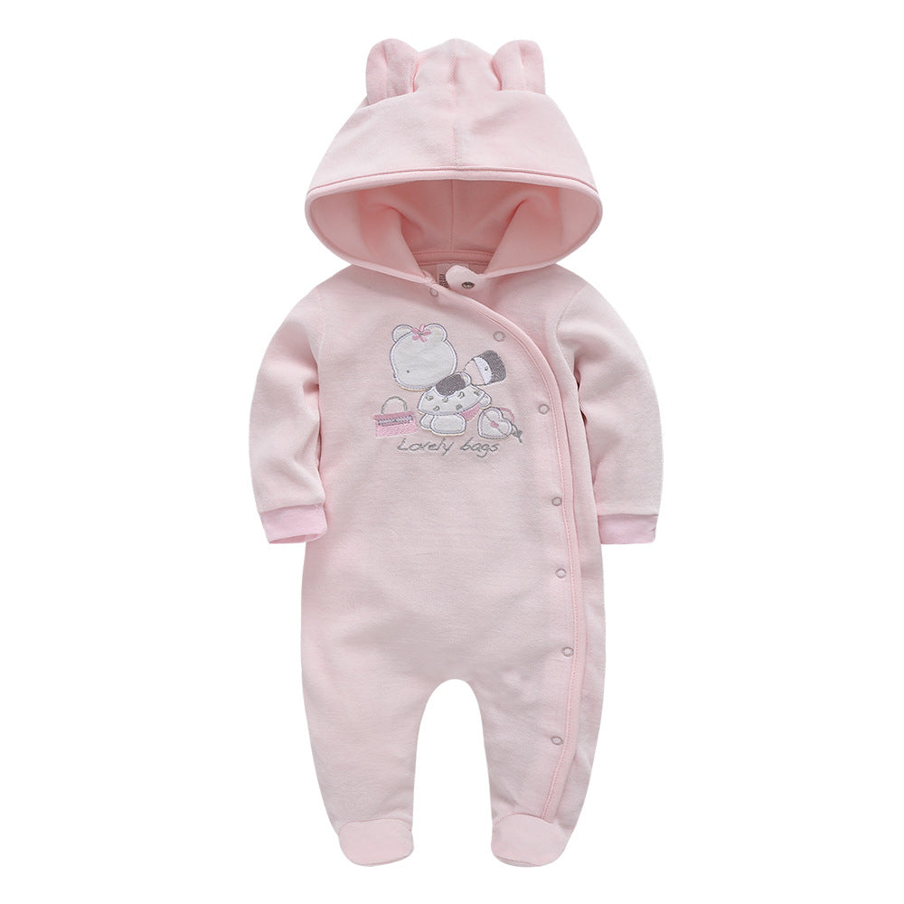 Baby Hooded Romper Cute Bear Ears Boy Girl Newborn One-piece