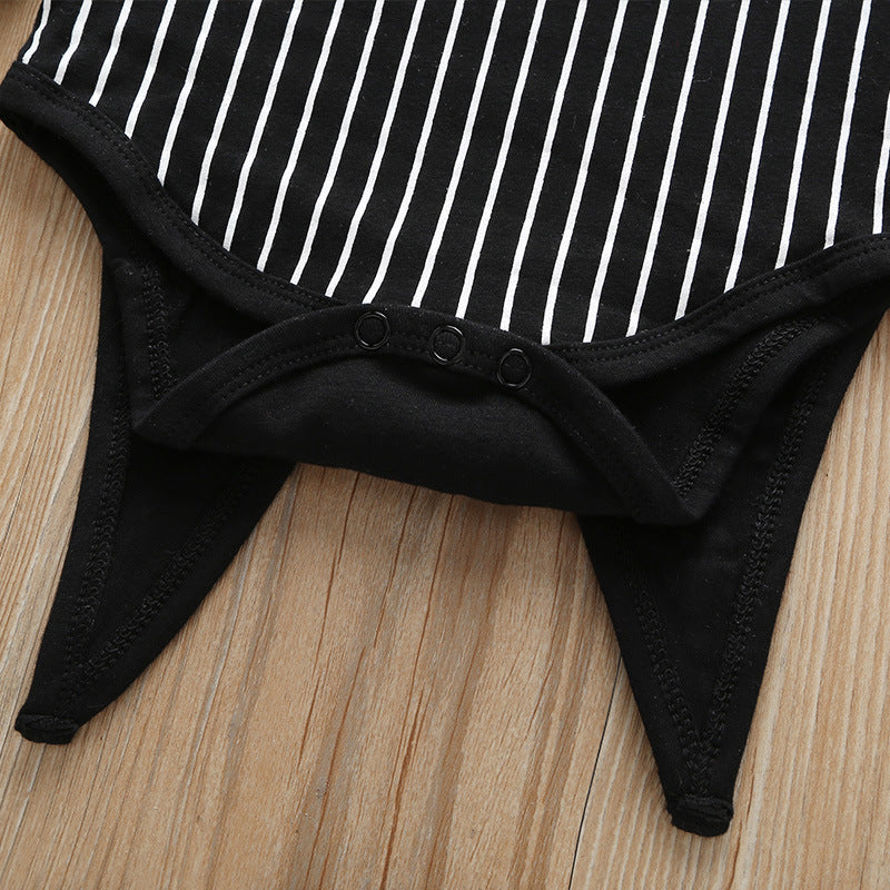 Black bat striped swallowtail baby romper