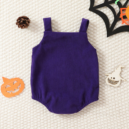 Infant Baby Girl Corduroy Halloween Embroidered Slip Top Triangle Rompers