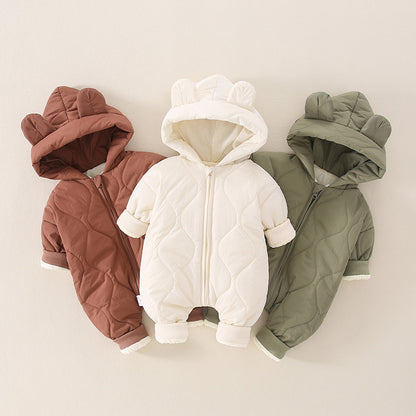 Baby Hooded Rompers Autumn Winter Thermal Clothes