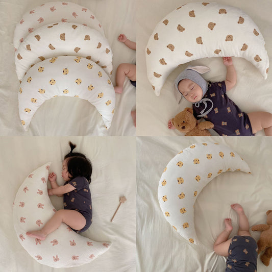 Simple Printed Cartoon Baby Sleeping Crescent Pillow