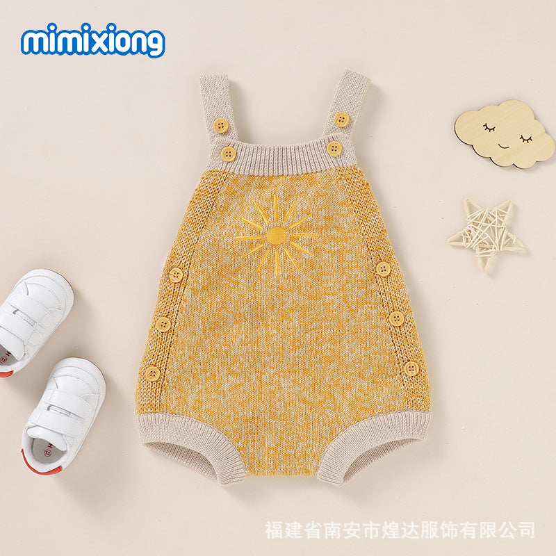 Baby Embroidered Strap Knitted Jumpsuit Autumn Winter