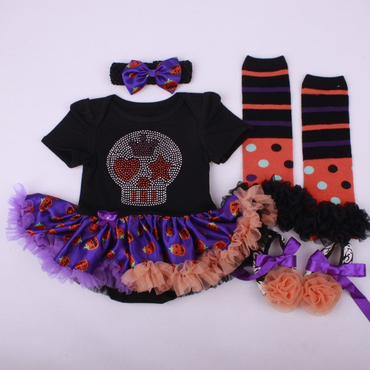 6-12 months baby Halloween foreign trade platform explosion Baby Toddler shoes dress combination set Skull